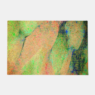 Leather style wrinkled and orange green worn paint doormat
