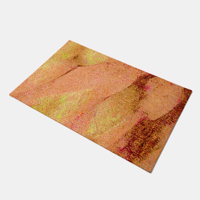Leather style wrinkled with worn paint, salmon doormat (Angled)