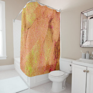 Leather style wrinkled with worn paint, salmon shower curtain