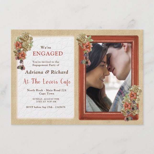 Leather & Suede Texture Art Engagement Card (Front)