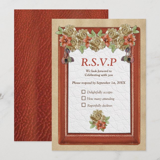 Leather & Suede Texture Art RSVP Invitation (Front/Back)