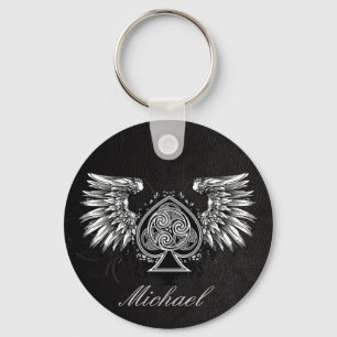 Leather Tattoo Urban Winged Celtic Knot Keychain