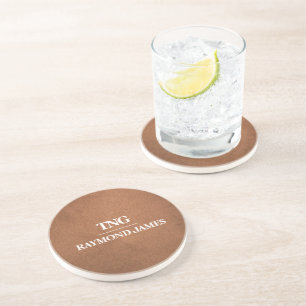 Leather Texture Branded Hard plastic coaster 