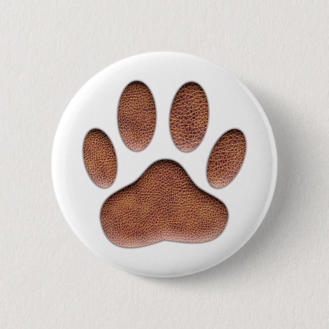 Leather Texture Dog Paw Print 6 Cm Round Badge (Front)