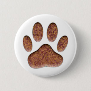 Leather Texture Dog Paw Print 6 Cm Round Badge