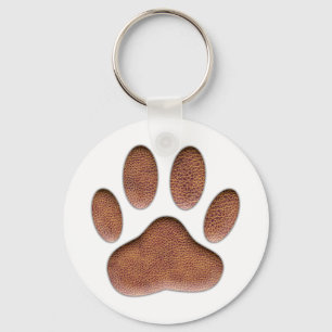Leather Texture Dog Paw Print Key Ring