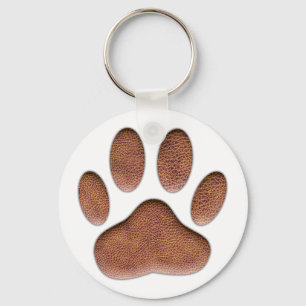 Leather Texture Dog Paw Print Key Ring