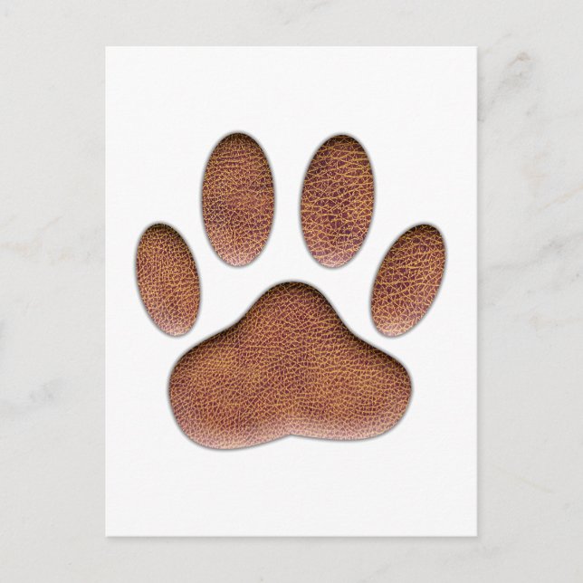 Leather Texture Dog Paw Print Postcard (Front)