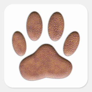 Leather Texture Dog Paw Print Square Sticker