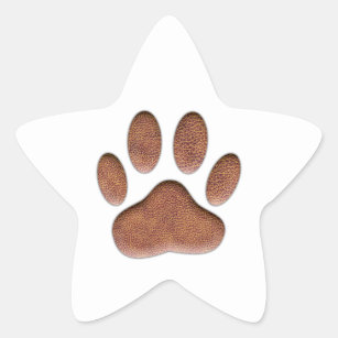 Leather Texture Dog Paw Print Star Sticker