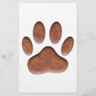 Leather Texture Dog Paw Print Stationery