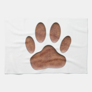 Leather Texture Dog Paw Print Tea Towel