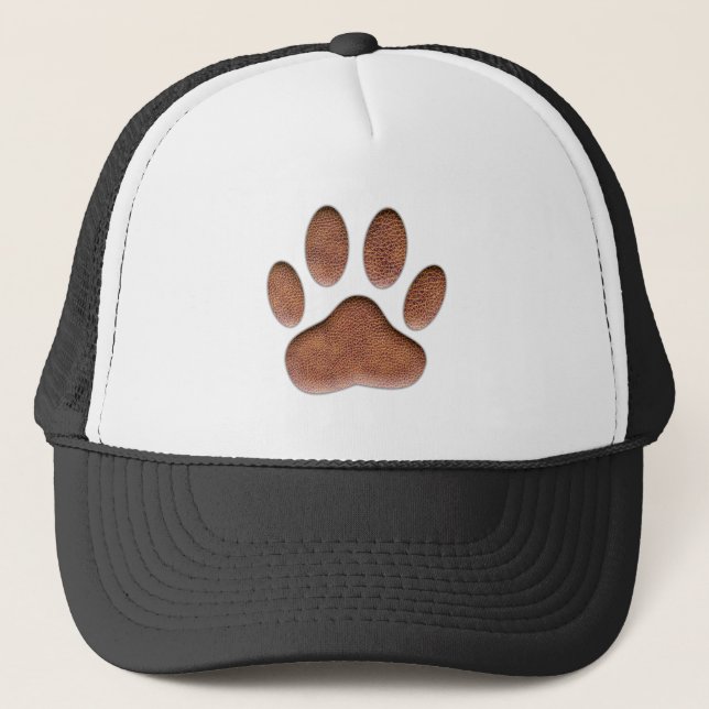 Leather Texture Dog Paw Print Trucker Hat (Front)
