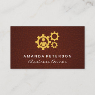 Leather Texture Gears Business Card