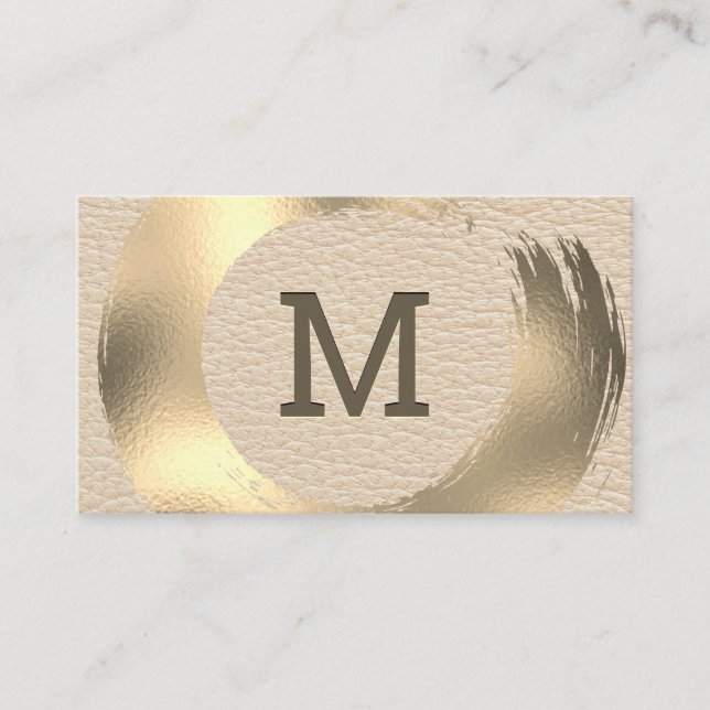 Leather Texture | Gold Brushed Business Card (Front)