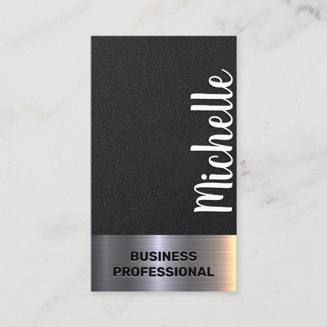 Leather Texture | Metal Shine  Business Card (Front)