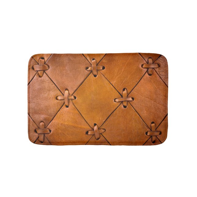 Leather texture, natural selvage detail. bath mat (Front)
