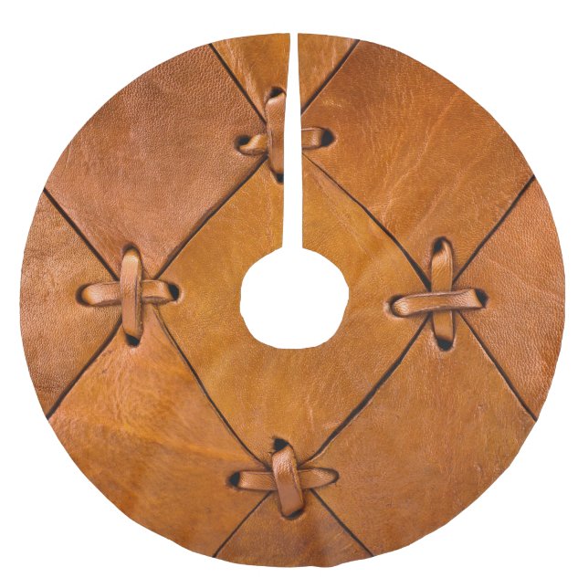 Leather texture, natural selvage detail. brushed polyester tree skirt (Front)