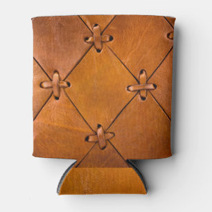 Leather texture, natural selvage detail. can cooler