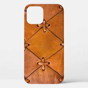 Leather texture, natural selvage detail. iPhone 12 case