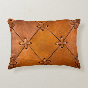 Leather texture, natural selvage detail. decorative cushion