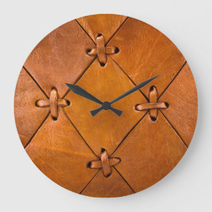 Leather texture, natural selvage detail. large clock