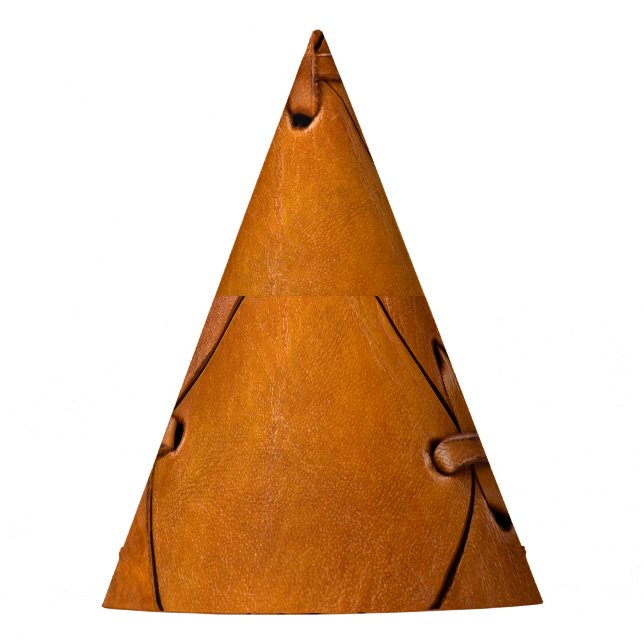 Leather texture, natural selvage detail. party hat (Front)