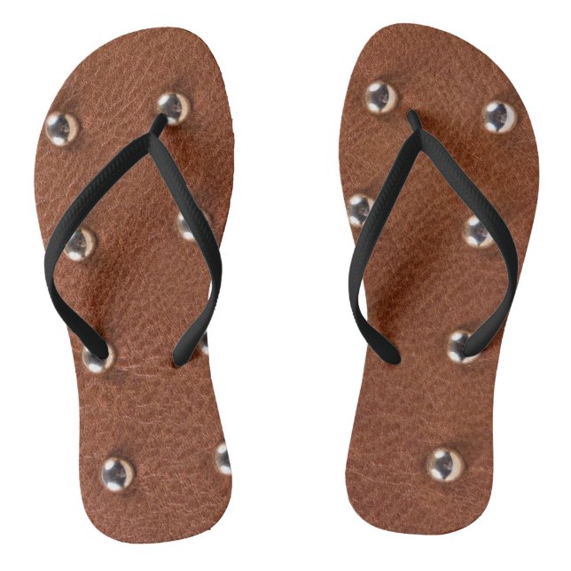 leather texture pattern flip flops (Footbed)