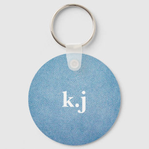 Leather Texture personalised blue Key Ring