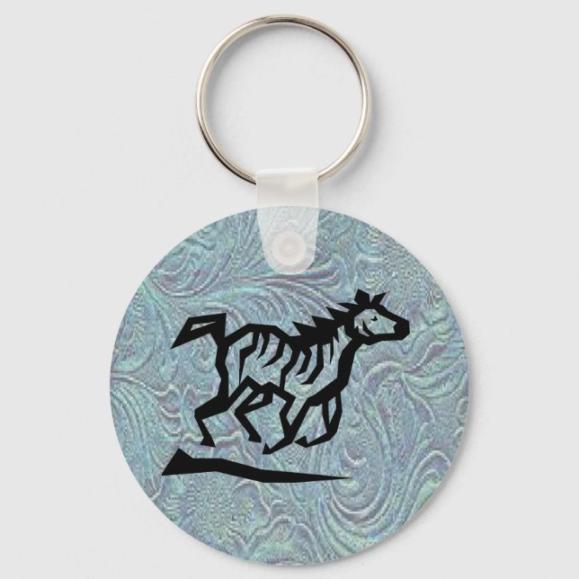 Leather Tool Print Design Horse Keychain (Front)