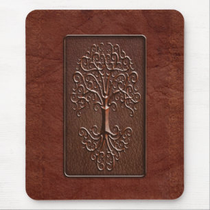 Leather Tree Design Mouse Mat