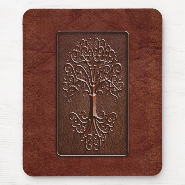 Leather Tree Design Mouse Mat (Front)