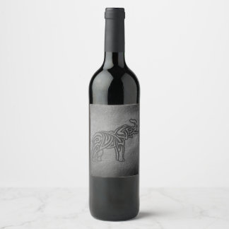 Leather Tribal Elephant Wine Label