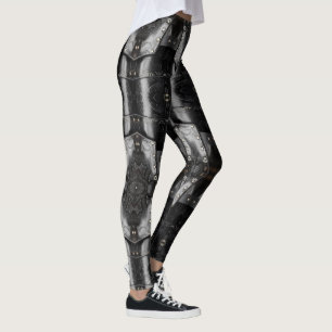 Leather Viking  Armor Abstract Design, black Leggings
