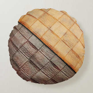 leather-weave round cushion