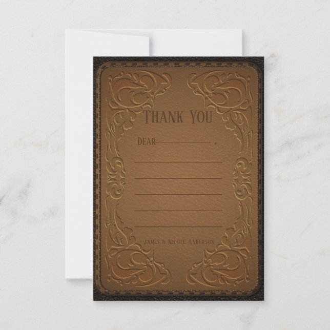 Leather Western West Cowboy Birthday Thank You (Front)