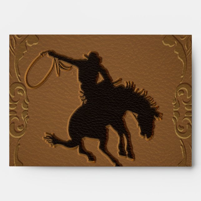 Leather Western Wild West Cowboy Birthday Party Envelopes (Front)