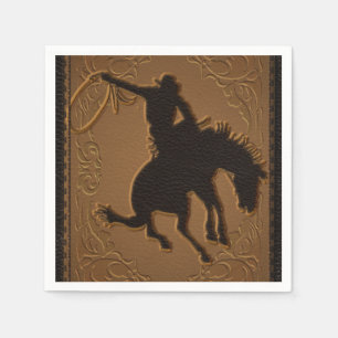 Leather Western Wild West Cowboy Birthday Party Napkin
