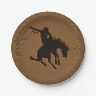 Leather Western Wild West Cowboy Birthday Party Paper Plate
