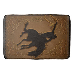 Leather Western Wild West Rustic Country Cowboy Bath Mat