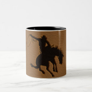 Leather Western Wild West Rustic Country Cowboy Two-Tone Coffee Mug