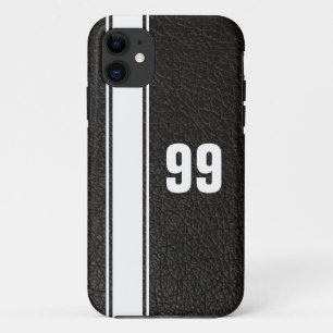 Leather & White Stripe Jersey Numbered iPhone Case