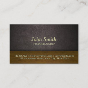 Leather & Wood Financial Advisor Business Card