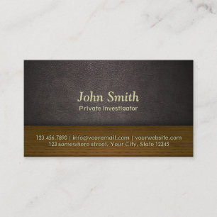 Leather & Wood Investigator Business Card