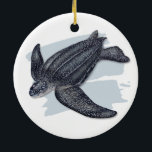 Leatherback Sea Turtle Ceramic Ornament<br><div class="desc">The ornament's front and back design features an image of a leatherback sea turtle drawn by artist Dawn Witherington. Dawn's personal encounters with sea turtles has lent realistic detail to her art.</div>
