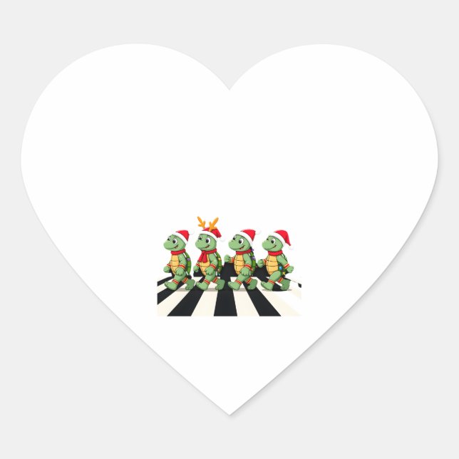 Leatherback Sea Turtle Crossing Road Xmas T-Shirt  Heart Sticker (Front)