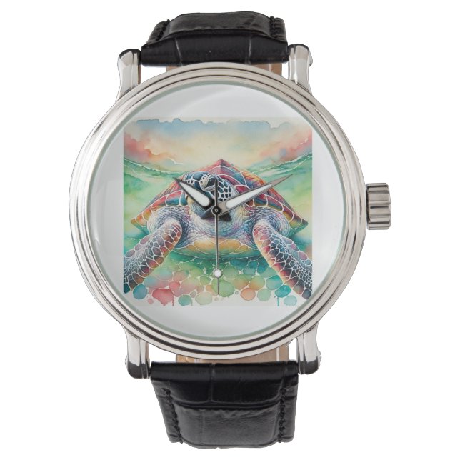 Leatherback Turtle 240824AREF102 - Watercolor Watch (Front)