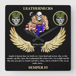 LEATHERNECKS SQUARE WALL CLOCK