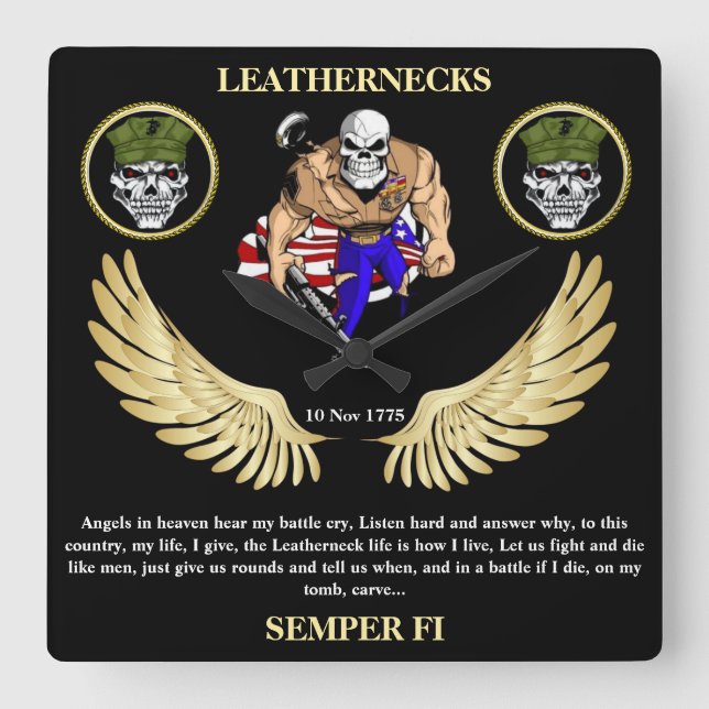 LEATHERNECKS SQUARE WALL CLOCK (Front)