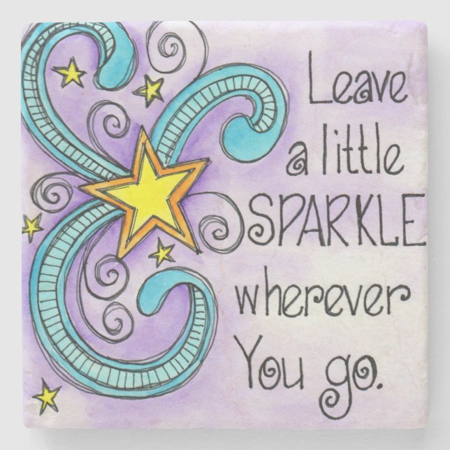 Leave A Little Sparkle Stone Coaster (Front)